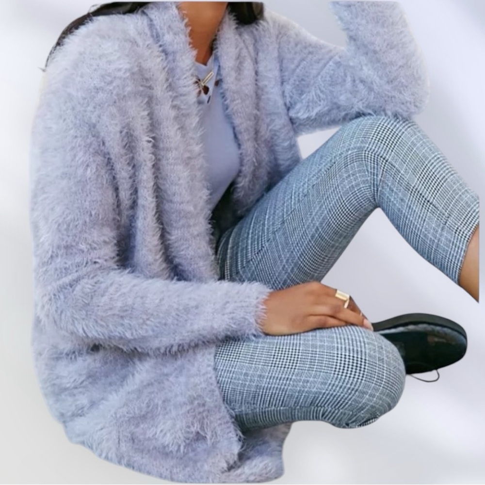 For Love and Lemons Lavender Long Fuzzy Cardigan - Picture 4 of 16